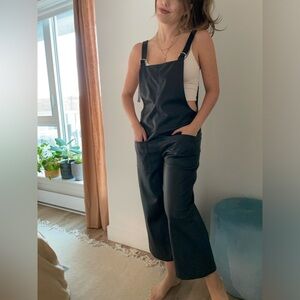 Black leather overalls